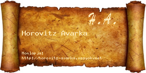 Horovitz Avarka névjegykártya